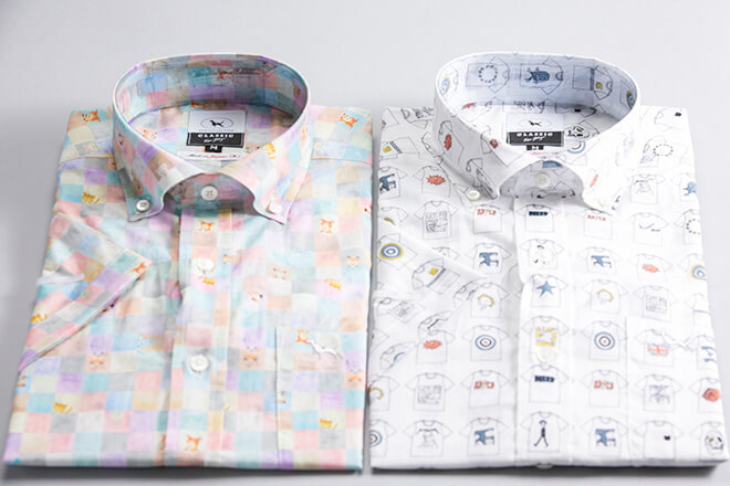 KENCOLLECTION半袖プリントシャツ-（左）16,500円（右）14,000円＋税
